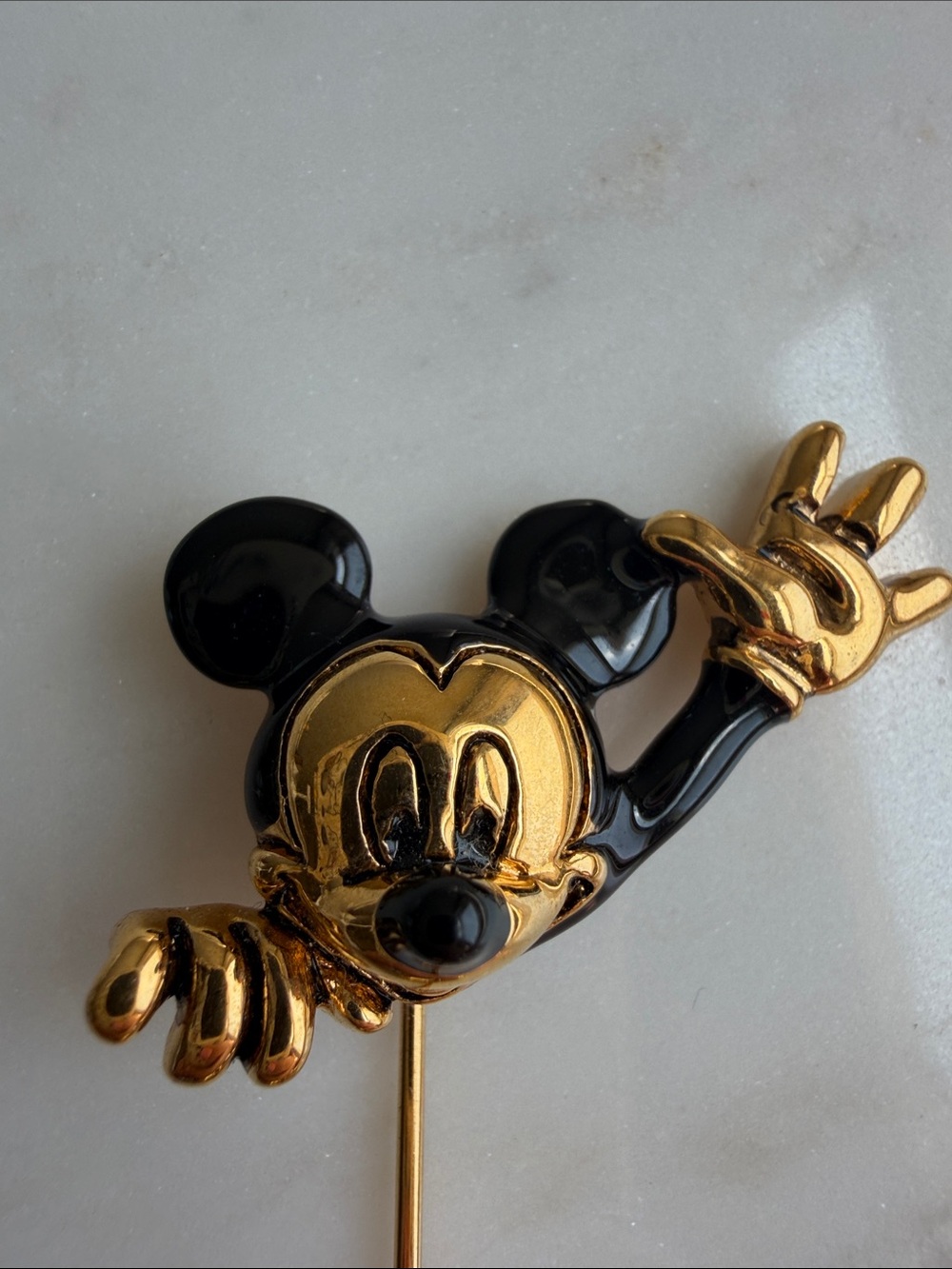 Vintage Disney Napier Waving Mickey Mouse Gold & Black Lapel Pin - Picture 2 of 6